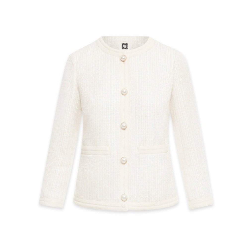 Anne Klein Pearl Button Collarless Jacket